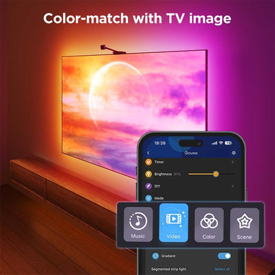 Govee envisual smart TV backlight 3s LED strip (2.4ghz WiFi, Bluetooth, for 55 - 65 inch TVs)