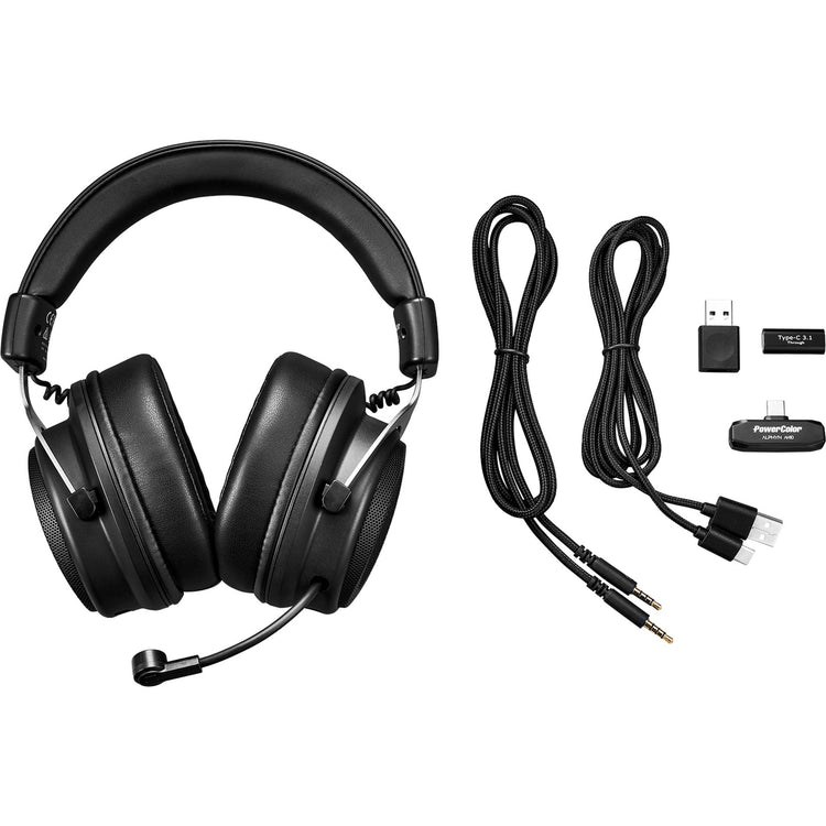 Cuffie da gioco over-ear wireless Powercolor Alphyn AH10 (nere, PC, console o dispositivo mobile)