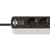 Regleta Brennerstuhl ecolor con 2 tomas de carga USB-C | 4 veces | blanco negro | 1,5m h05vv-f 3g1.5 - 1153240126