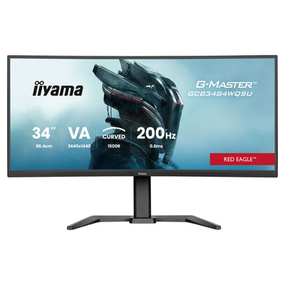 Iiyama G-Master Red Eagle GCB3484WQSU-B2 Monitor de juegos ultraancho curvo de 34 (negro, HDMI, DisplayPort, USB, audio, AMD Free-Sync, modo dual)