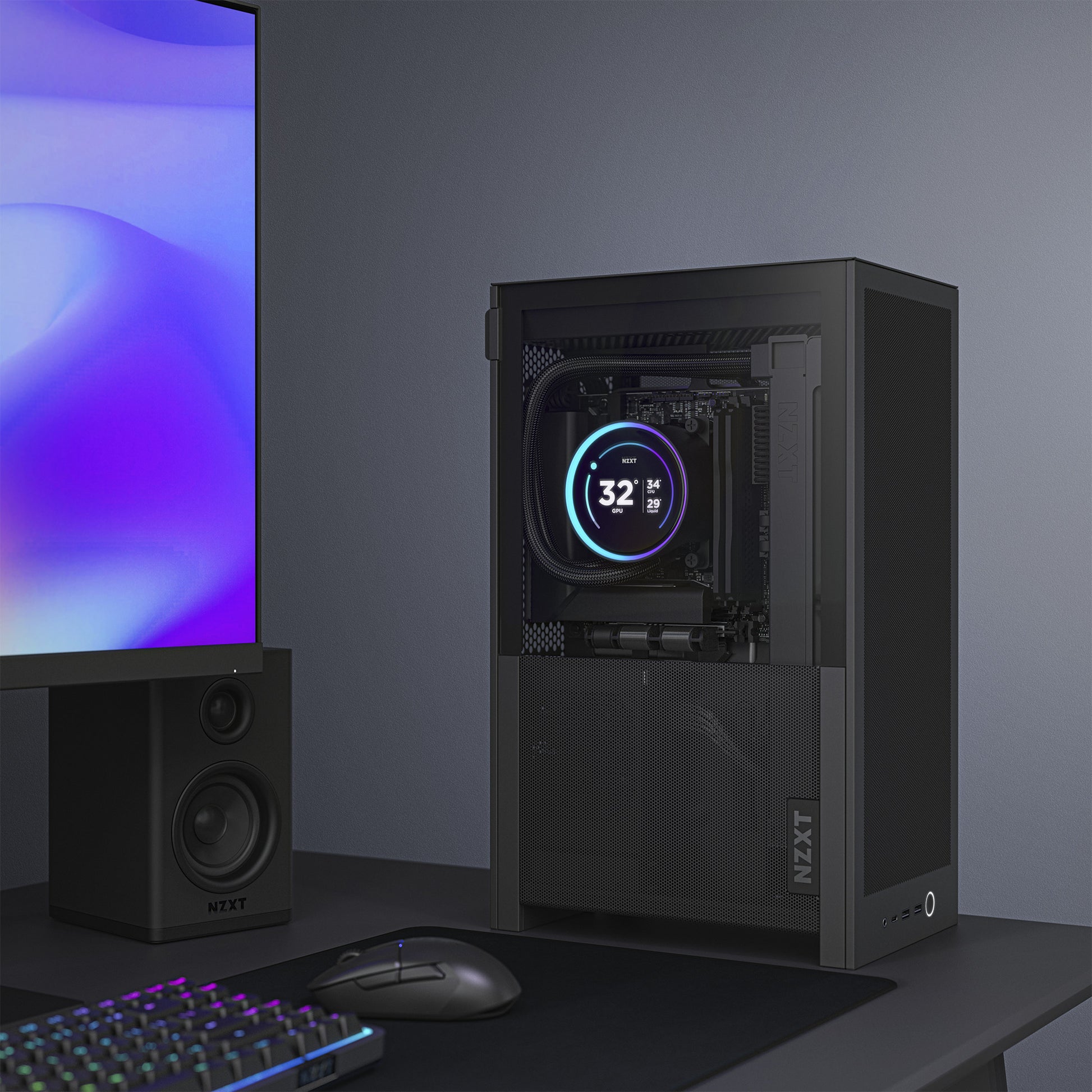 Custodia mini tower Nzxt h2 flow (nero | 2x USB-A | 1x USB-C | vetro temperato)