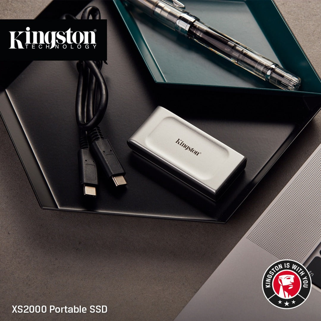 Kingston xs2000 portable 2 tb externe ssd (zilver zwart, sxs2000 2000g, usb-c 3.2 (20 gbit s))