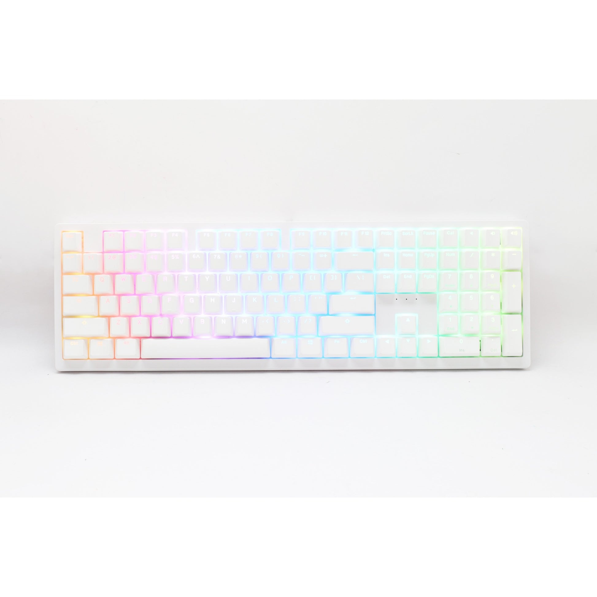 Ducky zero 6108 pure white rgb mechanisch gaming toetsenbord (wit, us lay-out (qwerty), cherry mx2a red, 100%, rgb leds, double-shot pbt, hot swap, 2.4ghz | bluetooth | usb-c)