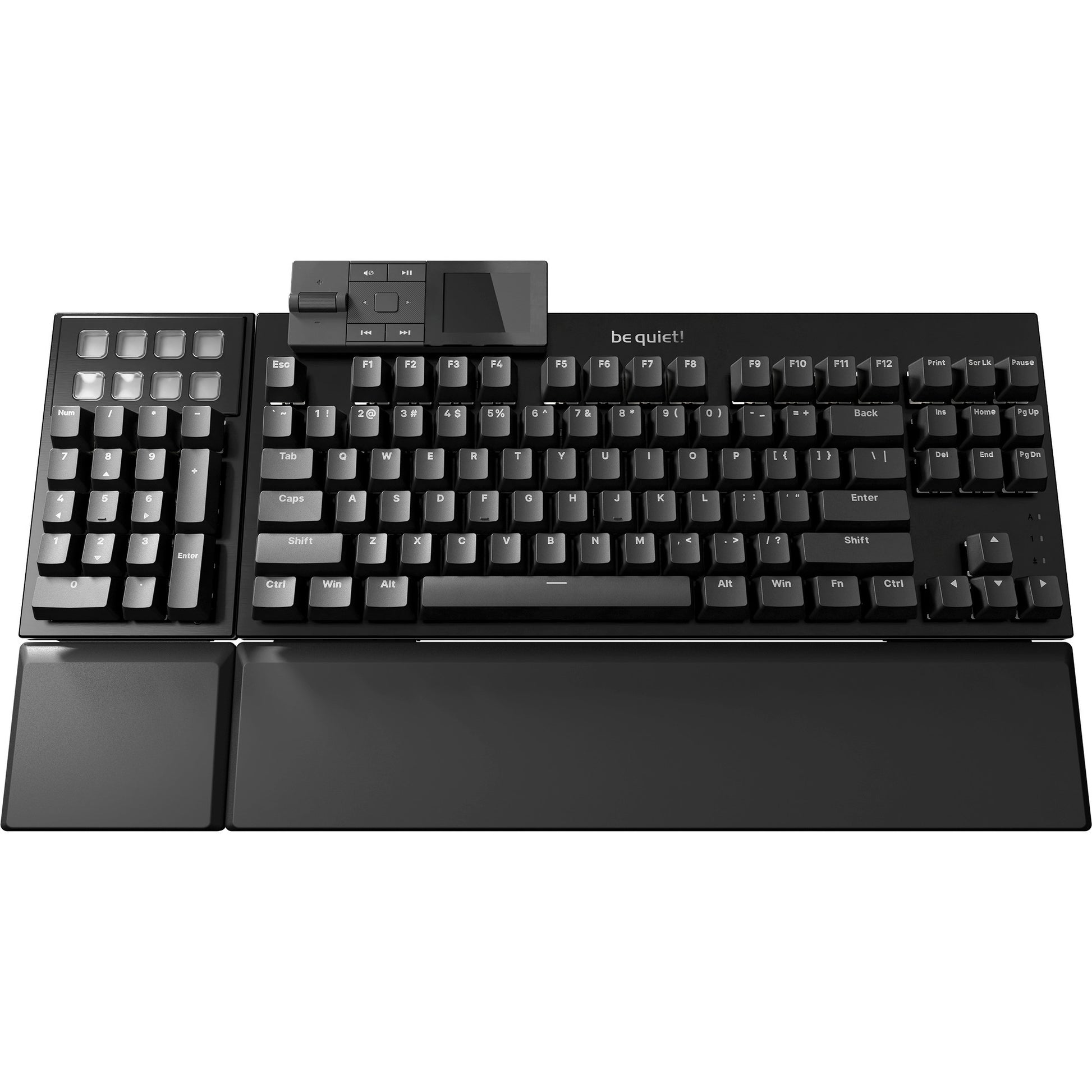Silenzio! tastiera da gioco meccanica tattile rgb silenziosa con montaggio scuro (nera, layout us (qwerty), tattile silenziosa, 100%, argb, copritasti pbt double-shot, dock multimediale)