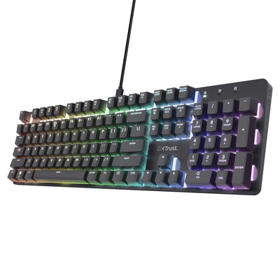 Trust GXT 871 Zora Tastiera da gioco meccanica, tastiera da gioco (nera, layout USA, rosso Huano)