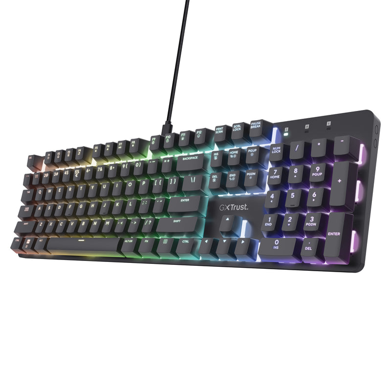Trust GXT 871 Zora Tastiera da gioco meccanica, tastiera da gioco (nera, layout USA, rosso Huano)