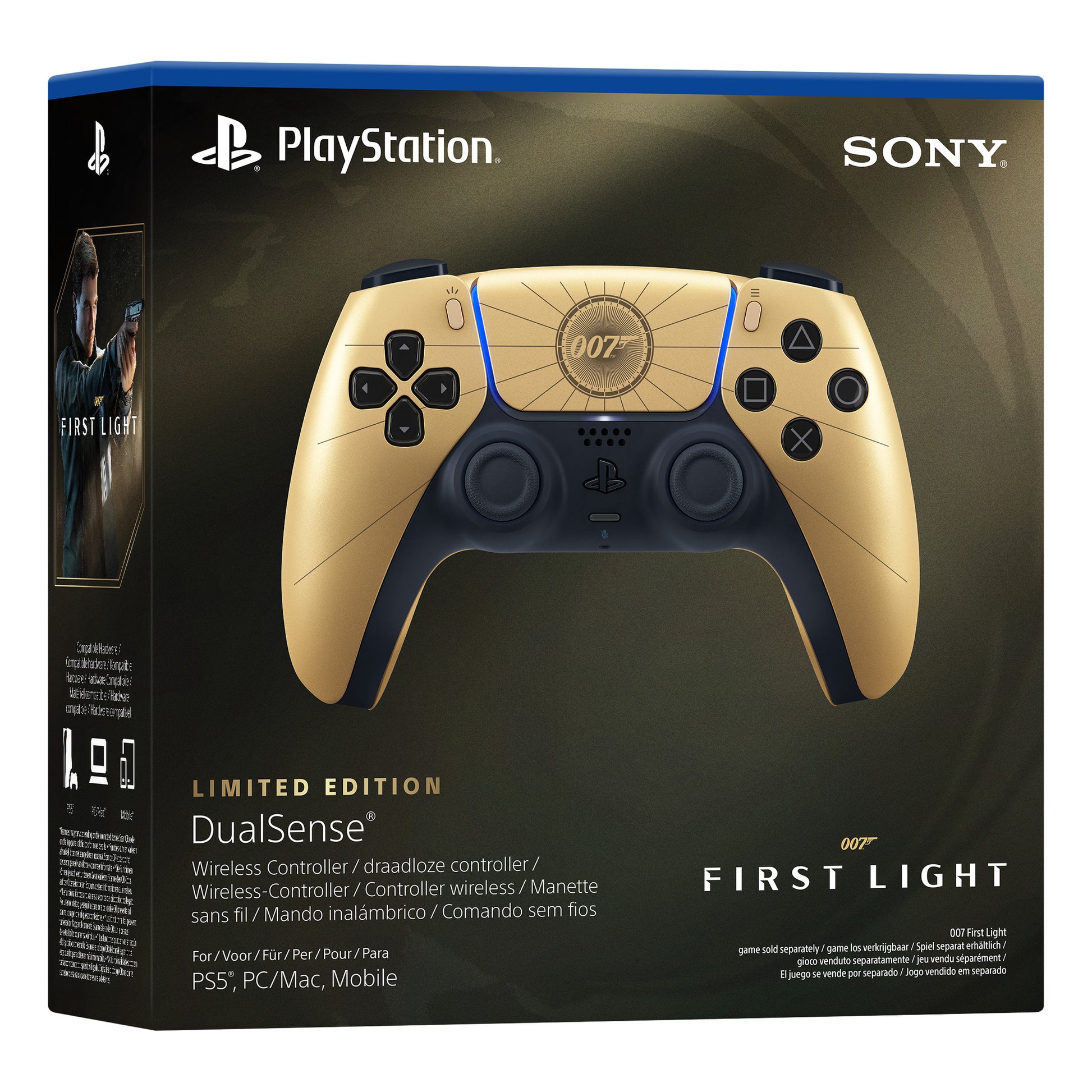 Controller wireless dualsense per intrattenimento interattivo Sony – 007 first light edizione limitata (oro nero, per PlayStation 5)