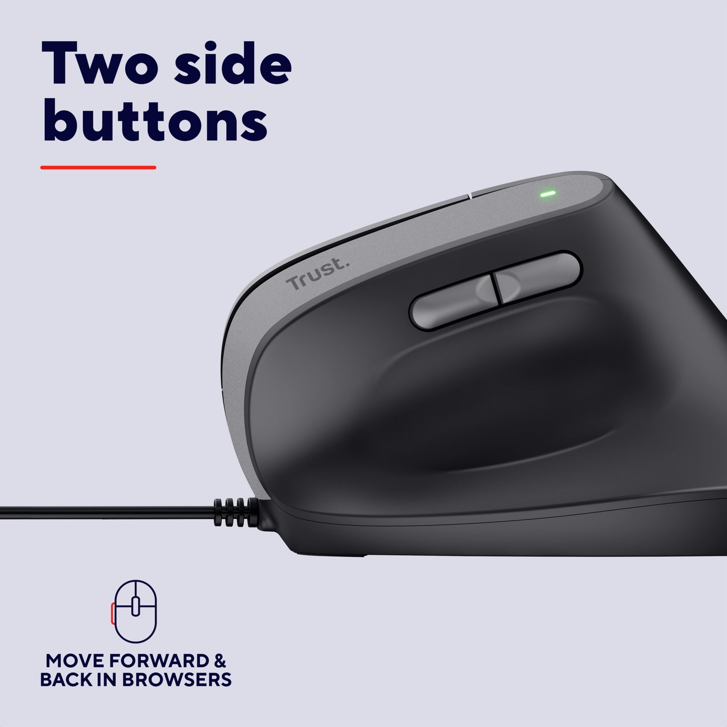 Mouse ergonomico Trust bayo ii (nero, 800 dpi - 2.400 dpi)