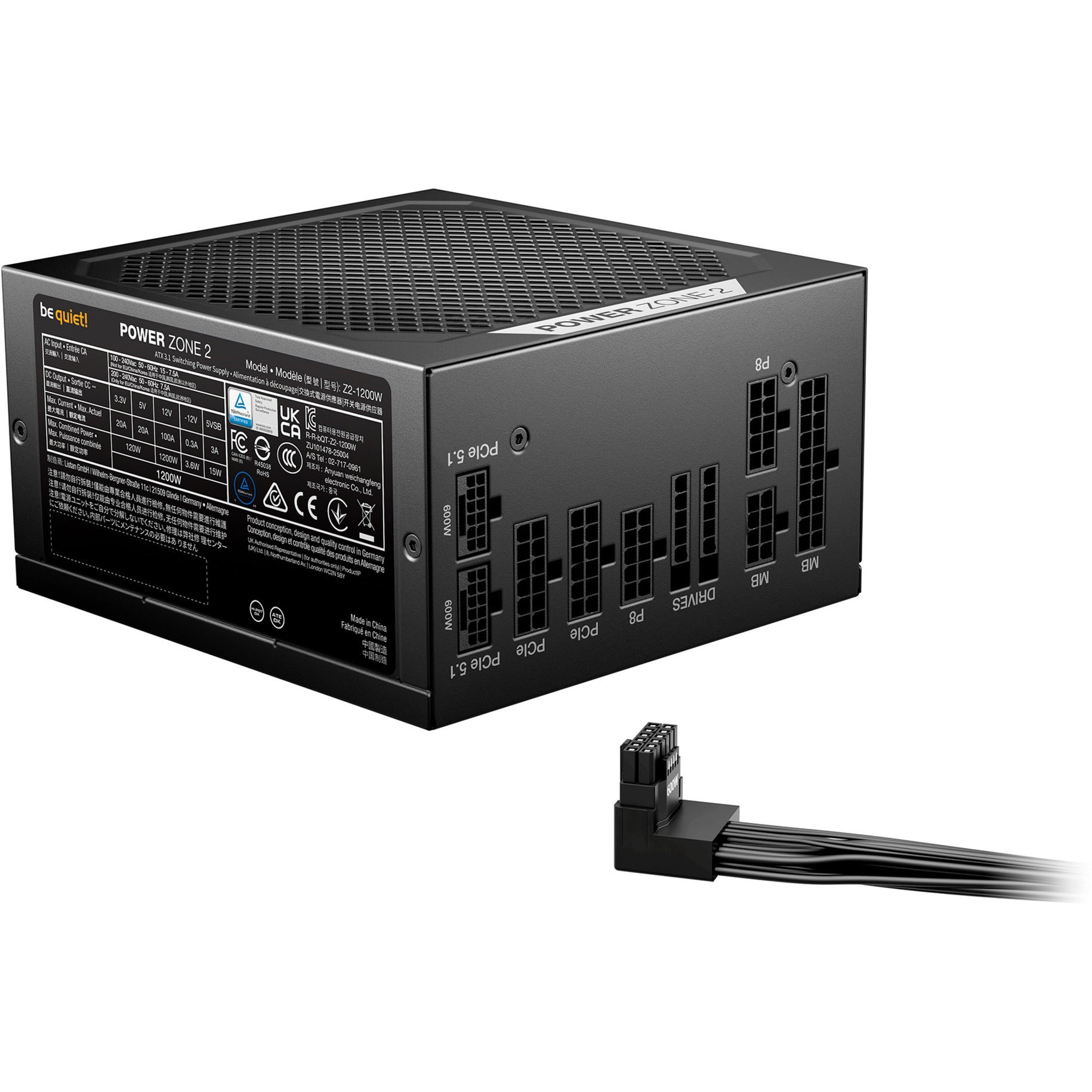 Silenzio! alimentatore modulare da 1200 watt power zone 2 (nero, 1x 12v-2x6, 3x pcie)