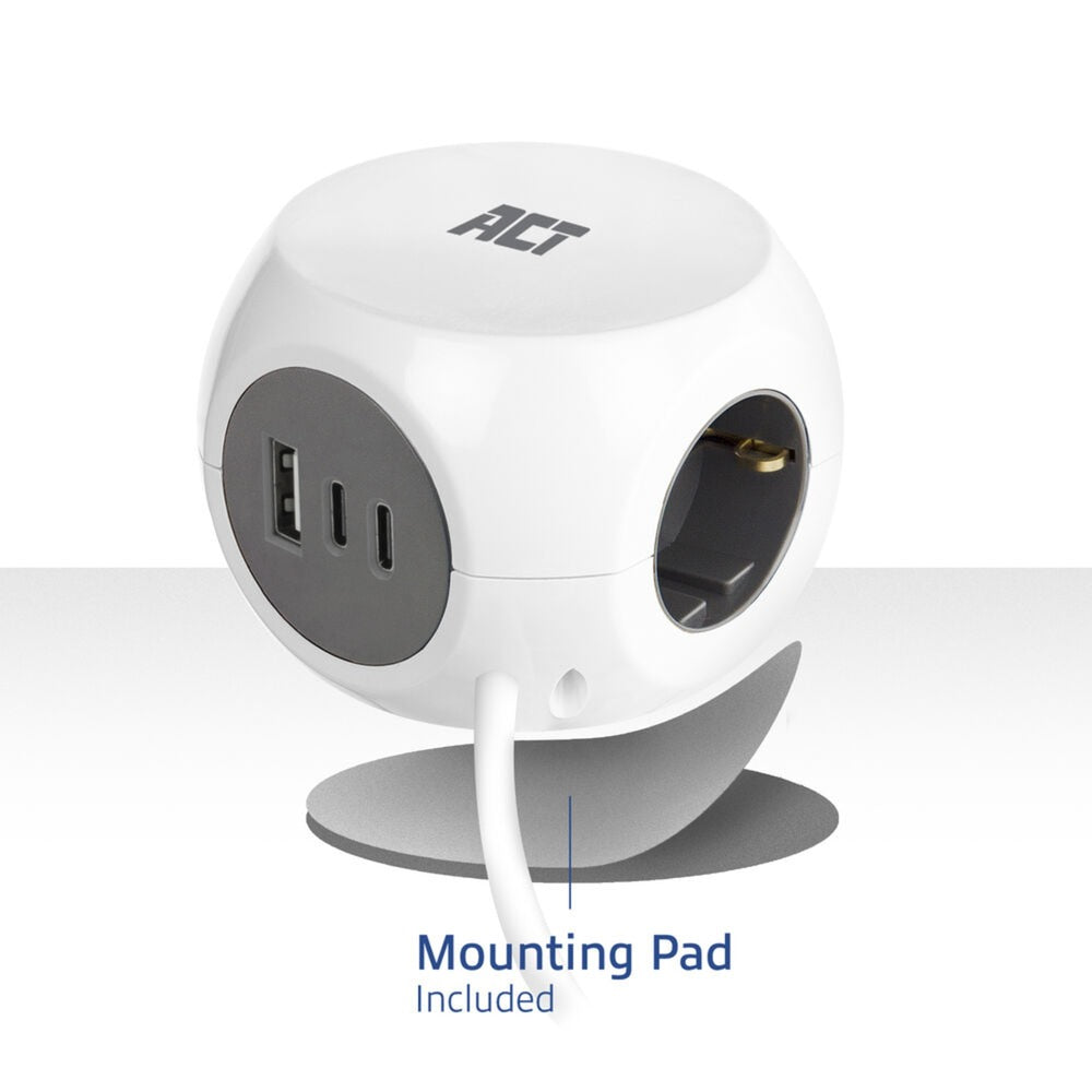 Act Power Strip Cube con 3 prese (tipo F), 30W PD
