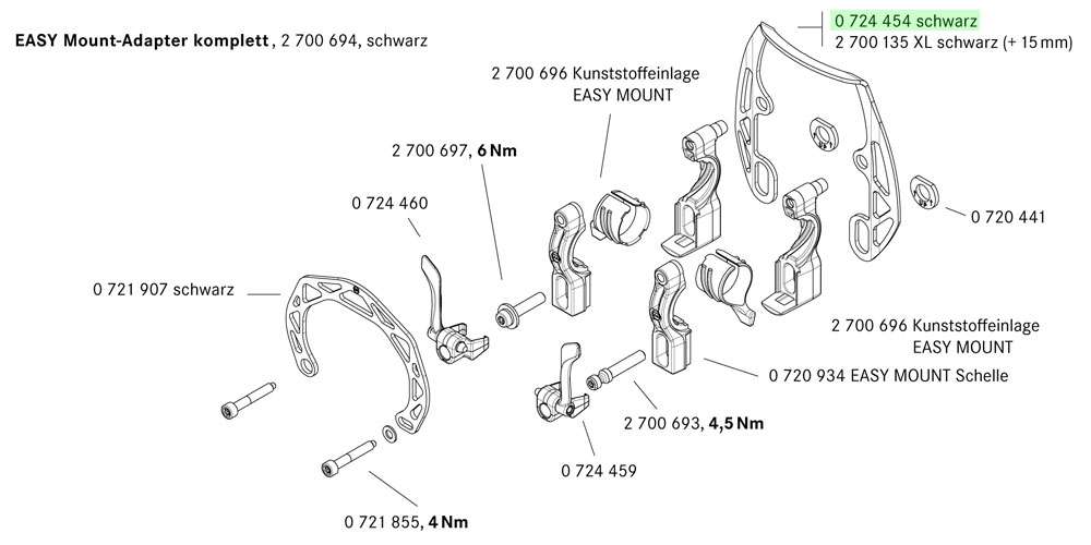 Placa de montaje Evo2 para un freno negro por pieza