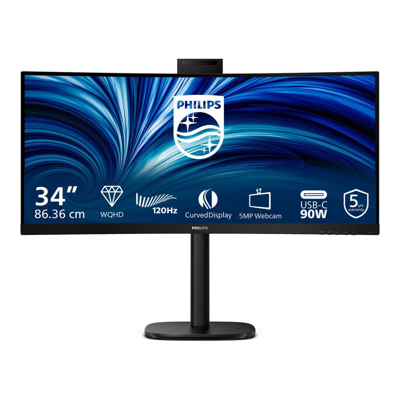 Monitor ultrawide curvo Philips 34b2u3600ch 34 (nero, 2x HDMI, porta display, 3x USB-A, USB-B, USB-C, RJ-45)