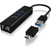 Icy box ib-hub1419-lan usb-hub (zwart, 3x usb-a 3.2 (5 gbit s), 1x lan) - afbeelding 3
