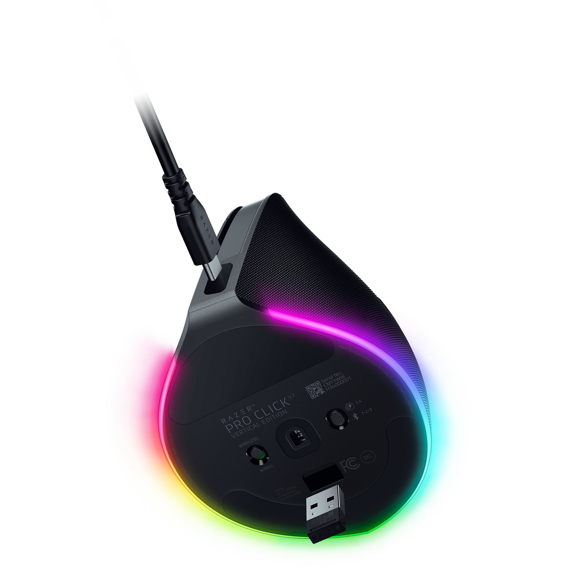 Mouse da gioco verticale Razer pro click v2 (nero, fino a 30.000 dpi, USB-C Bluetooth 2,4 GHz)