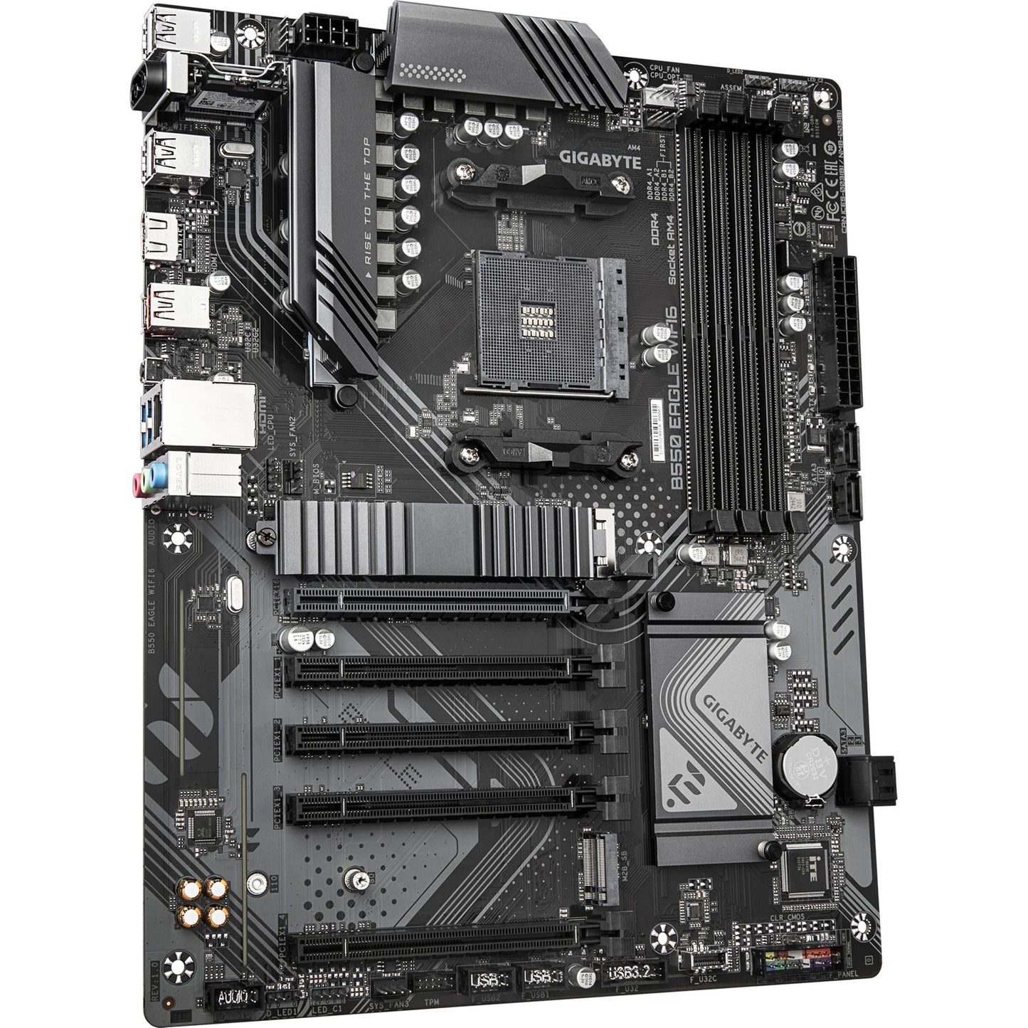 Gigabyte B550 Eagle WiFi6 Socket AM4 motherboard (black gray, RAID, GB-LAN, WiFi 6, BT, Sound, ATX)