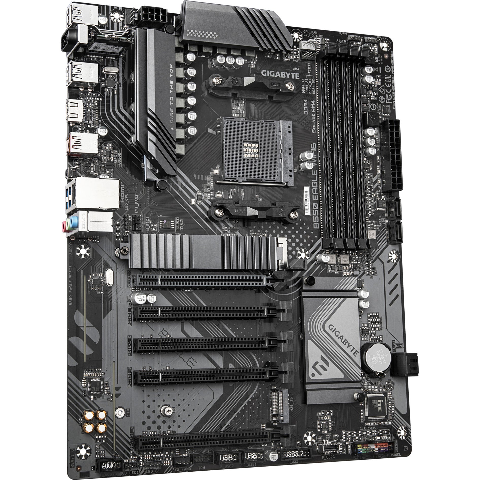 Gigabyte B550 Eagle WiFi6 Socket AM4 motherboard (black gray, RAID, GB-LAN, WiFi 6, BT, Sound, ATX)