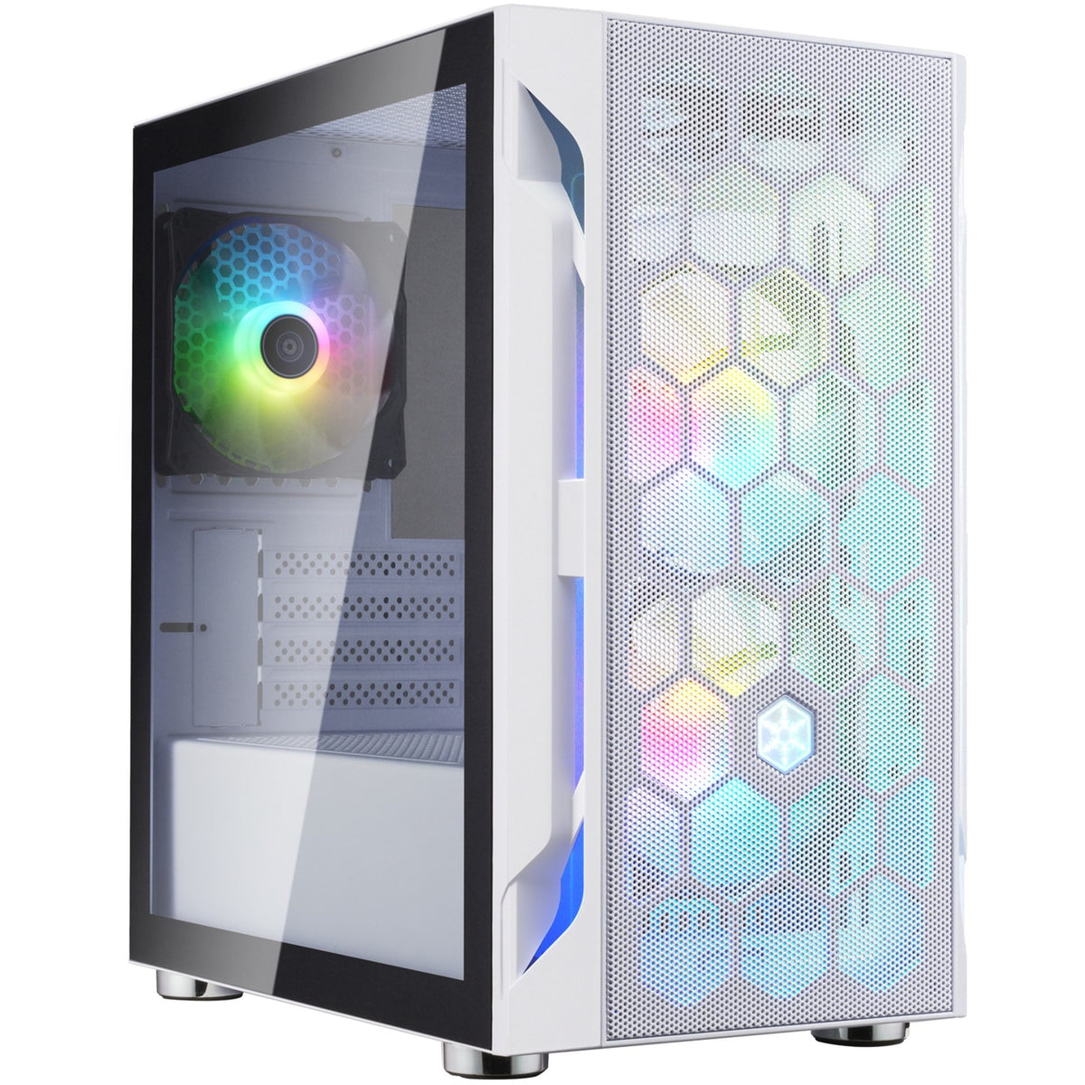 Silverstone fara h1m pro midi tower behuizing (wit | 3x usb-a | rgb | window)