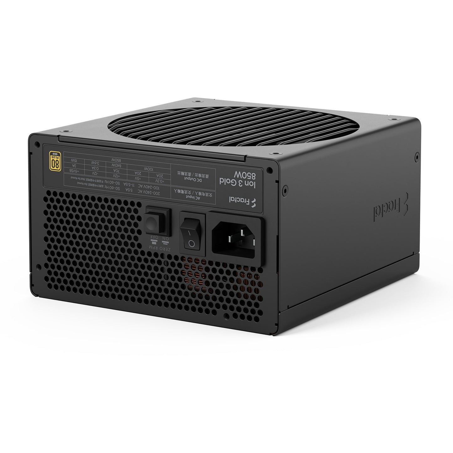 Fractal design ion gold 3 modulaire 850 watt voeding (zwart, 1x 12v-2x6, 3x pcie)