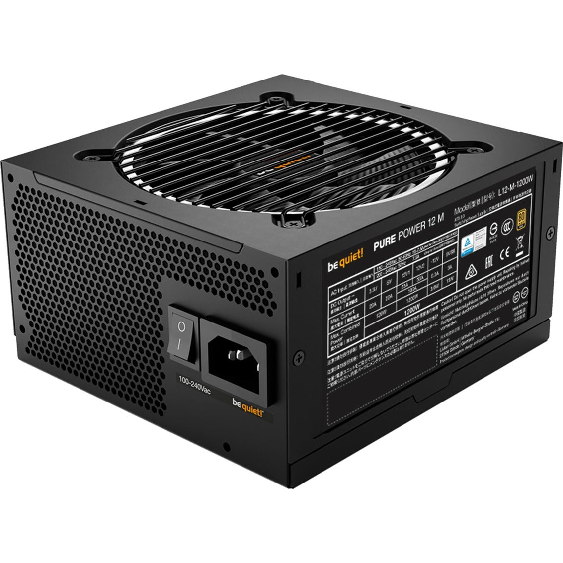 Silenzio! alimentatore modulare pure power da 12 m da 1200 watt (nero, 1x 12v-2x6, 4x pcie)