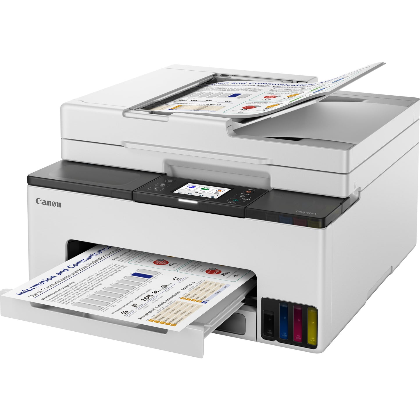 Canon maxify gx2051-kleureninkjetprinter met navulbare megatank all-in-one inkjetprinter met faxfunctie (wit, printen, kopiëren, scannen, faxen, wi-fi)