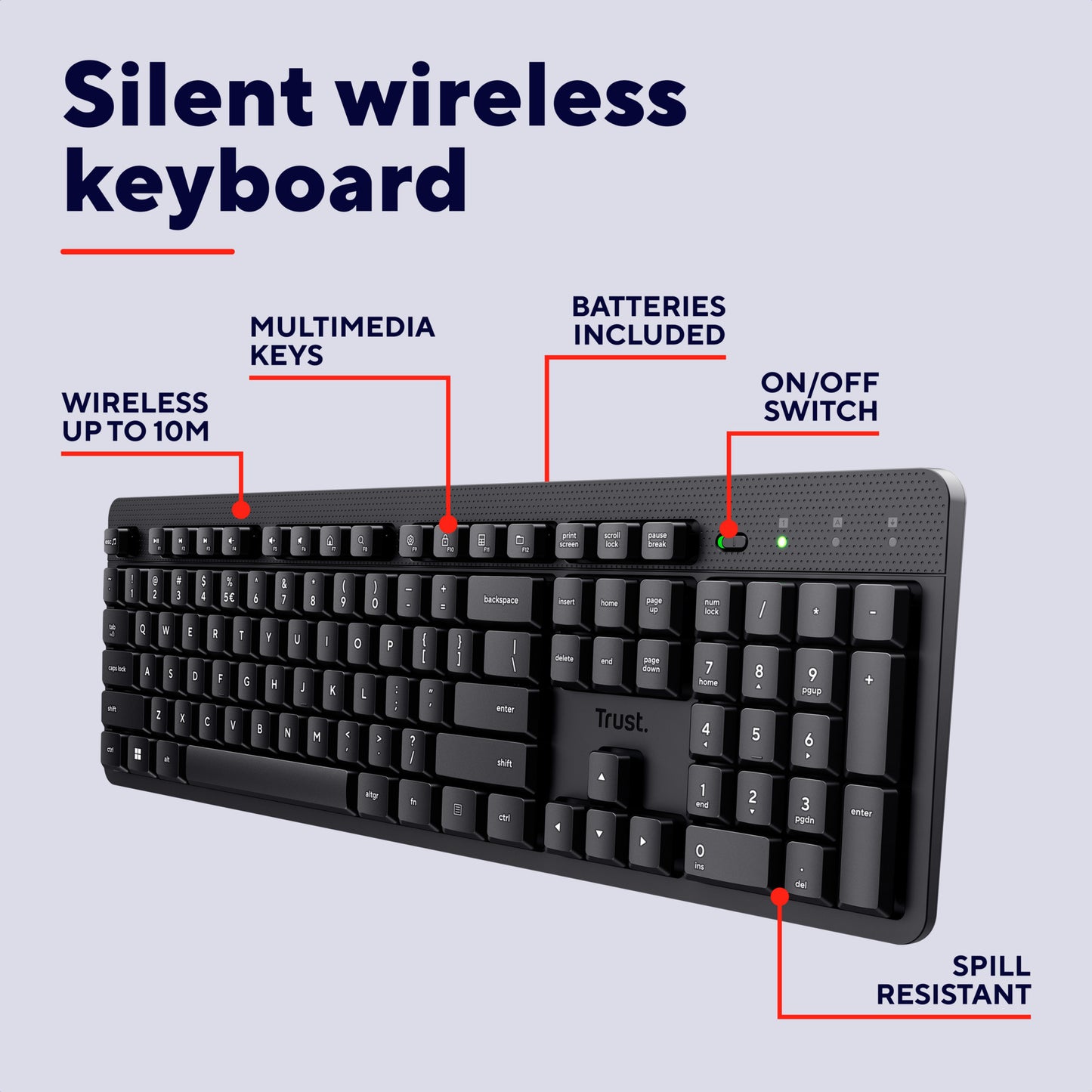 Confiar en el teclado inalámbrico silencioso