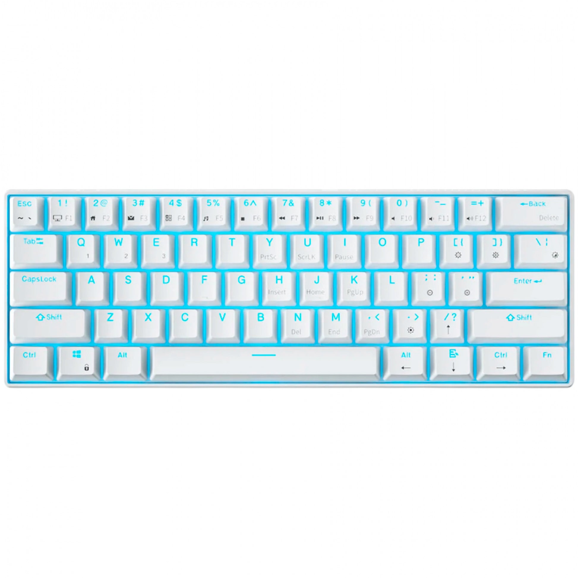 Tastiera meccanica wireless Royal Kludge RK61, tastiera da gioco (bianca, layout USA, interruttore rosso, 60%, RGB, hot swap, Bluetooth USB-C da 2,4 GHz)