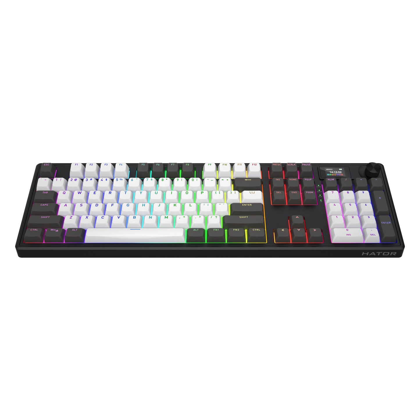 Hator skyfall pro wireless, tastiera da gioco (nera, layout americano, hator aurum vanilla silent, rgb, double-shot pbt, hot-swap, bluetooth usb-c da 2,4 ghz)