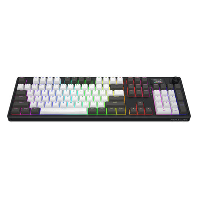 Hator skyfall pro wireless, tastiera da gioco (nera, layout americano, hator aurum vanilla silent, rgb, double-shot pbt, hot-swap, bluetooth usb-c da 2,4 ghz)