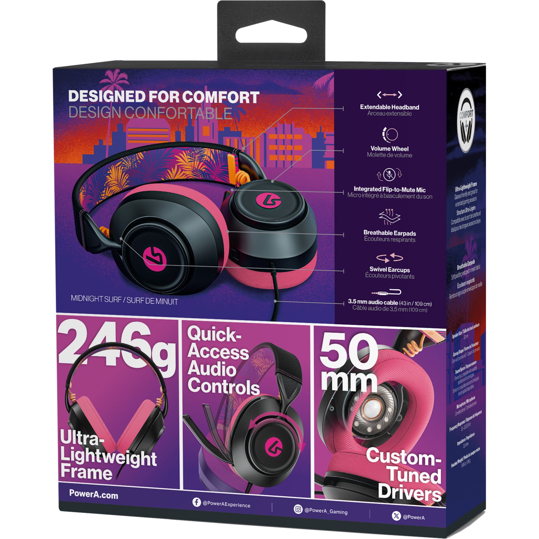 Powera Lucidsound LS10 Cuffie da gioco cablate - Cuffie da gioco over-ear con branding Midnight (Nero Rosa, Playstation 5, Playstation 4, Xbox Series X|s, Xbox One, PC, Mobile)
