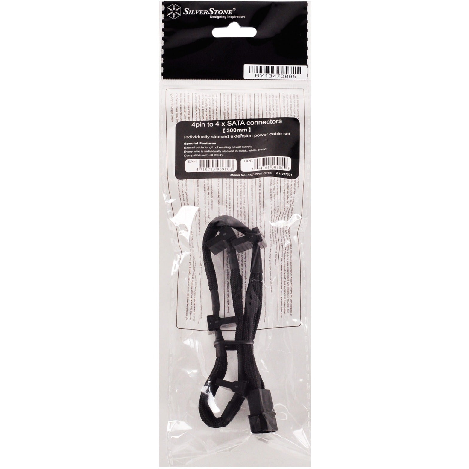 Silverstone Adapter de 4 pines Molex> 4x de 15 pines SATA