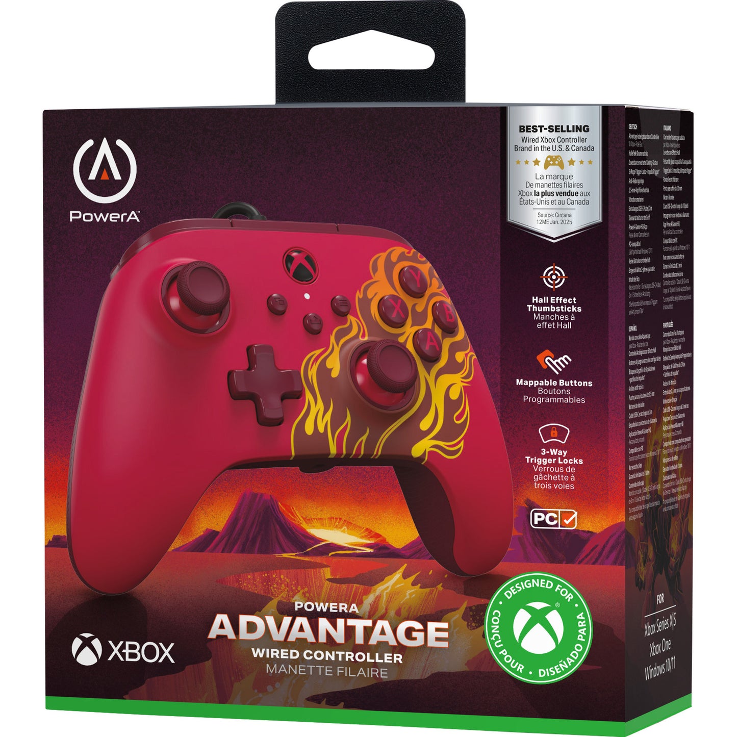 Controller Powera Advantage con cavo per xbox serie x|s - red fire (rosso, xbox serie x|s, xbox one, PC)