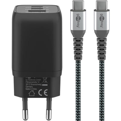Charger SNELL USB-C Goobay Nano (65 W) e cavo tessile USB-C