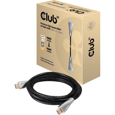 Club 3d premium high speed hdmi 2.0 kabel (zwart, 1 meter, 4k)