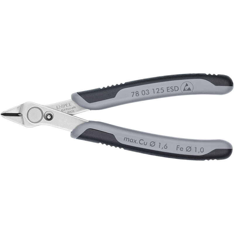 Knipex electronic super knips esd 78 13 125 esd elektronica-tang (grijs)