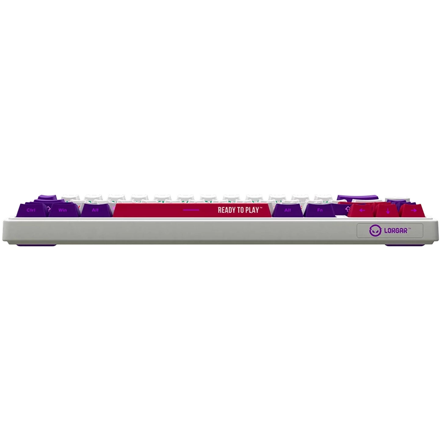 Lorgar kbp70mw, tastiera da gioco (bianca, layout americano, logar tossico viola, 65%, rgb, hot-swapable, pbt double-shot, bluetooth 2.4ghz usb)