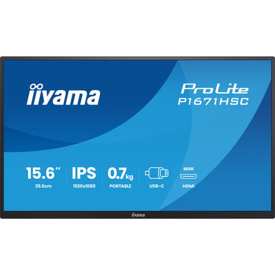 Monitor Iiyama Prolite P1671HSC-B1 15.6 (negro (mate), mini HDMI (Tipo-C), 2x USB-C)