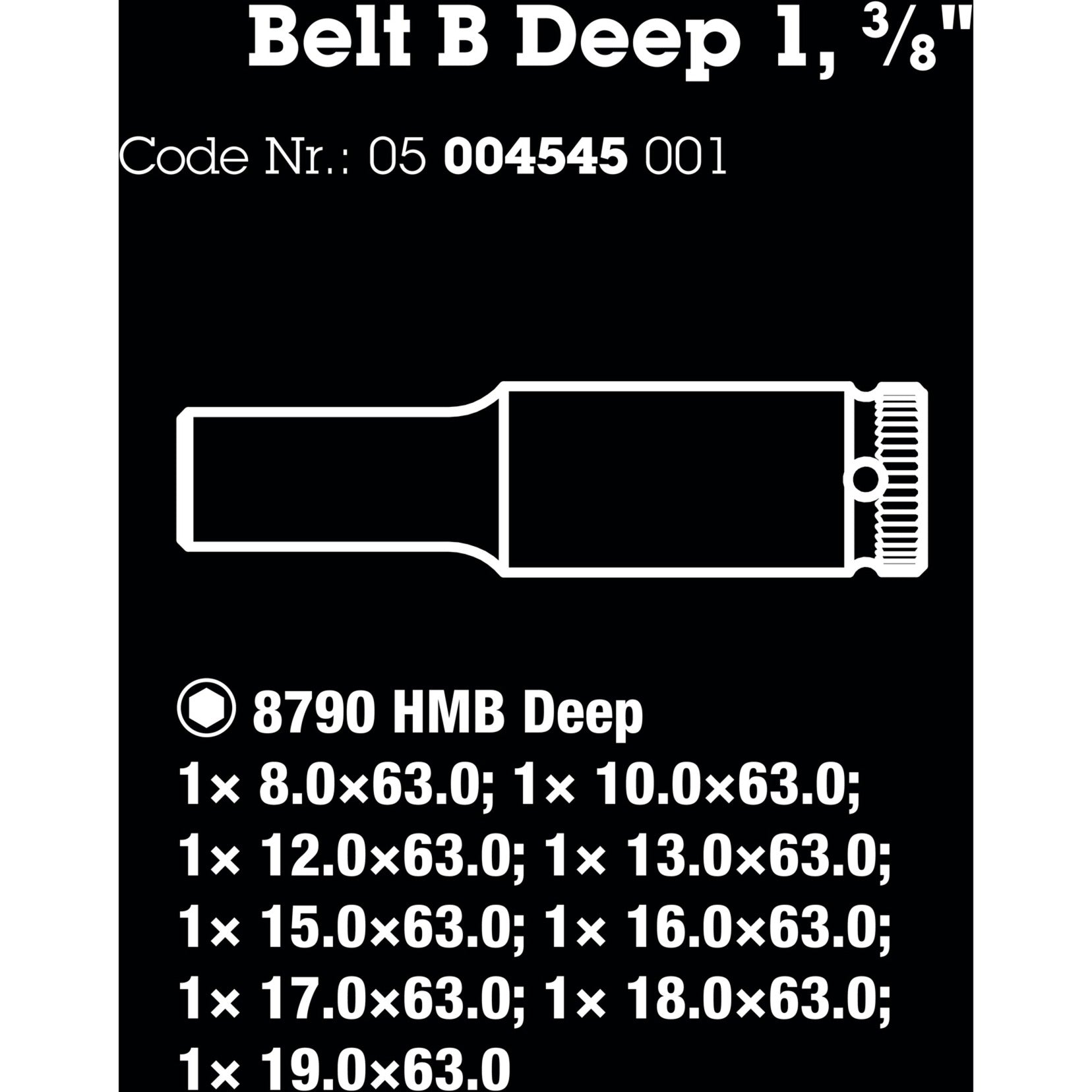 Wera 5004545001 belt b deep 1 9-delige doppenset incl. houder - 3 8