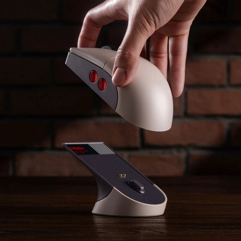 Ratón 8bitdo retro r8 - edición n (gris rojo, 50 - 26000 ppp, Bluetooth USB-C 2,4 GHz)