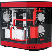 Hyte y60 midi tower behuizing (rood zwart | 3x usb-a | tempered glass) - afbeelding 4