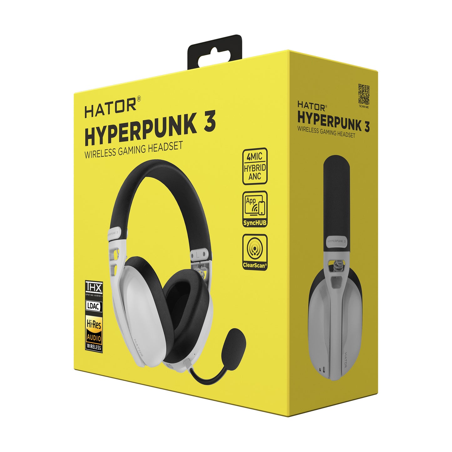 Auriculares supraaurales inalámbricos para juegos hator hyperpunk 3 (blanco, bluetooth 5.4 usb-c de 2,4 ghz)