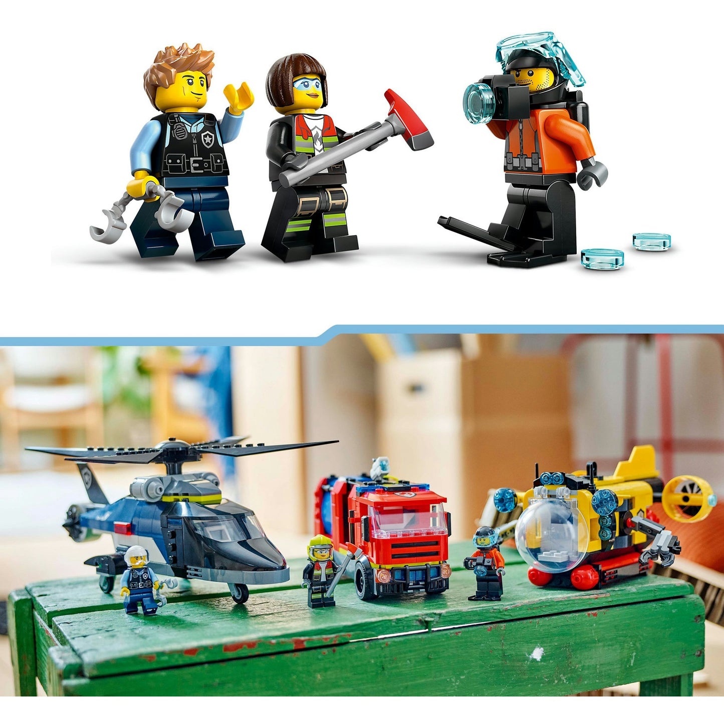 LEGO LEGO CITY 60462 helicóptero, camión de bomberos y remezcla de submire