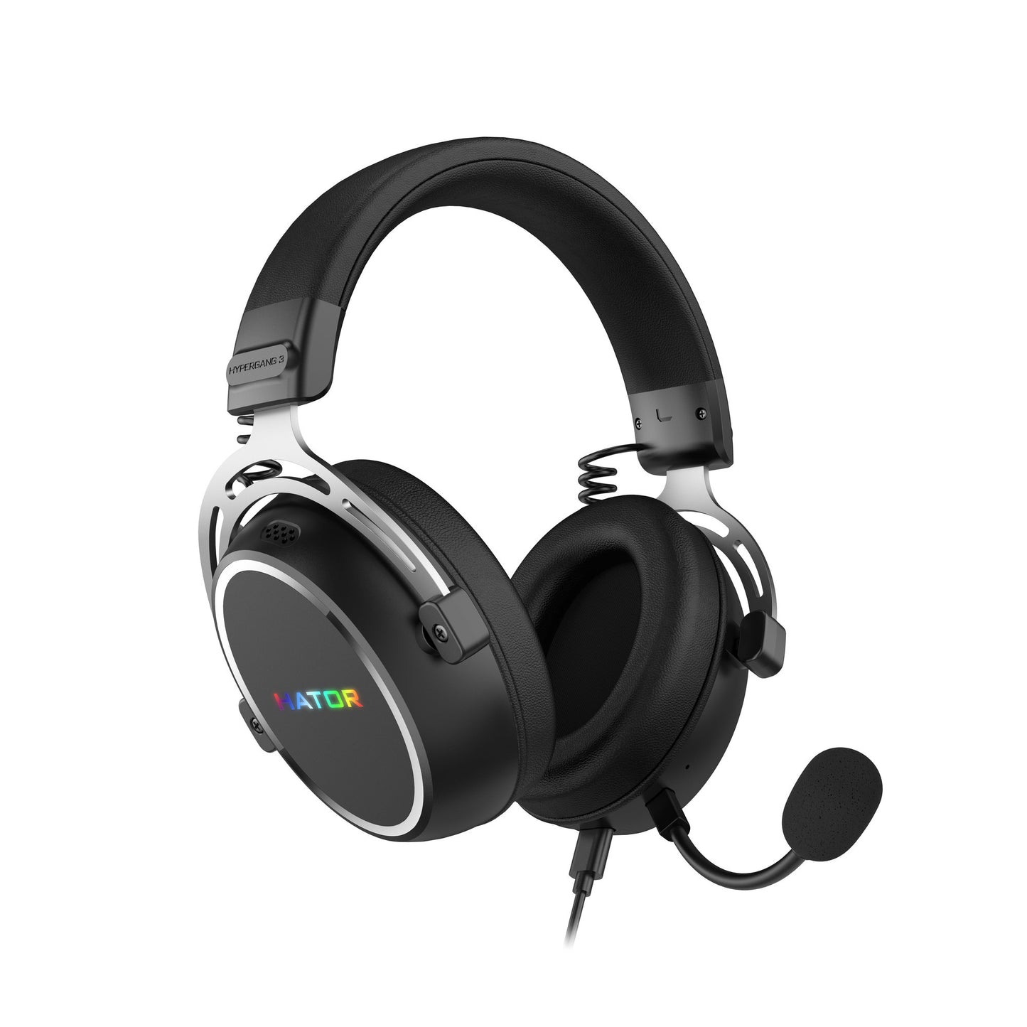 Auriculares supraaurales USB para juegos Hator Hypergang 3 (negro, RGB, sonido envolvente virtual 7.1, USB Bluetooth)