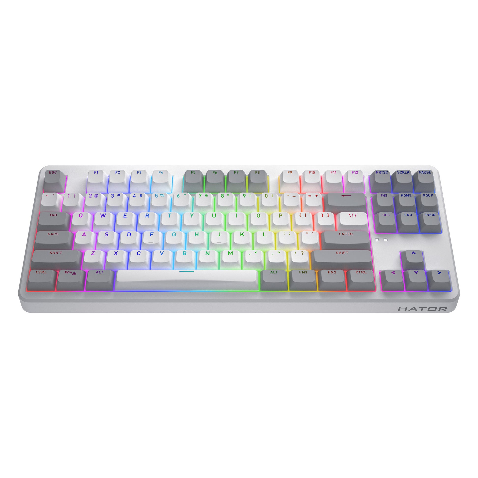 Hator rockfall 3 tkl wireless rgb mechanisch gaming toetsenbord (wit, us lay-out (qwerty), hator aurum orange, 80% (tkl), rgb, pbt keycaps, hotswap, 2.4 ghz bluetooth usb-c)