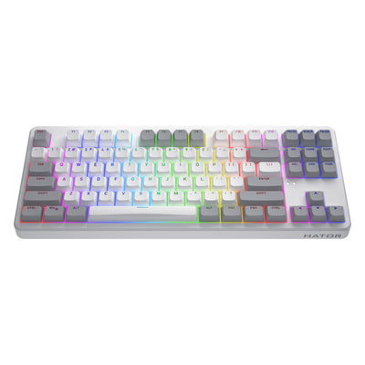 Hator rockfall 3 tkl wireless, tastiera da gioco (bianca, layout us, hator aurum arancione, rgb, copritasti pbt, hotswap, bluetooth usb-c da 2,4 ghz)