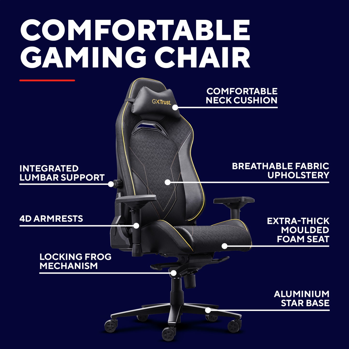 Trust GXT 721 Ruya Pro Premium Comoda sedia da gaming (Nero Giallo)