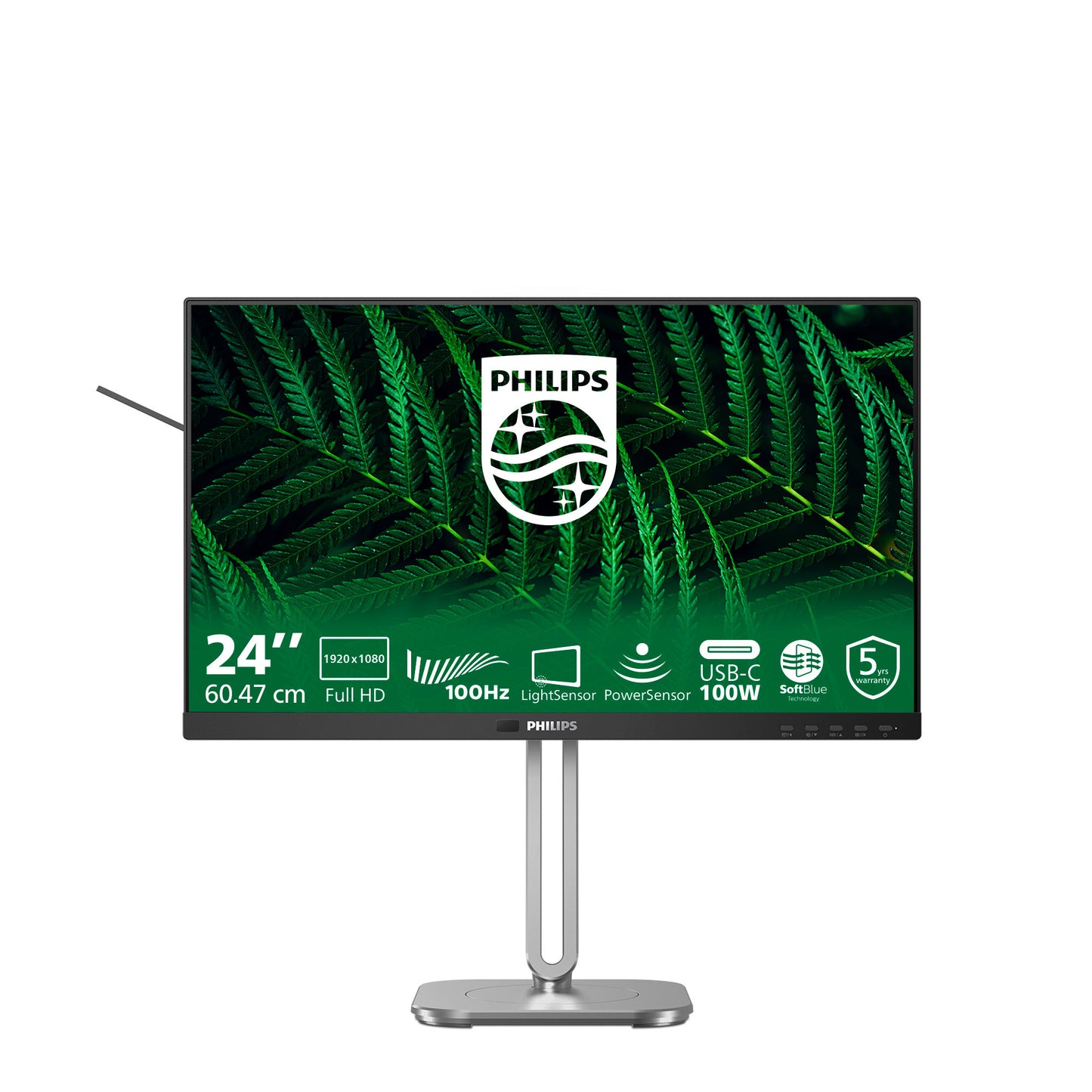 Monitor Philips 24b2g5301 23,8 (nero argento, VGA, HDMI, porta display, USB-C, LAN, audio, 100 Hz)