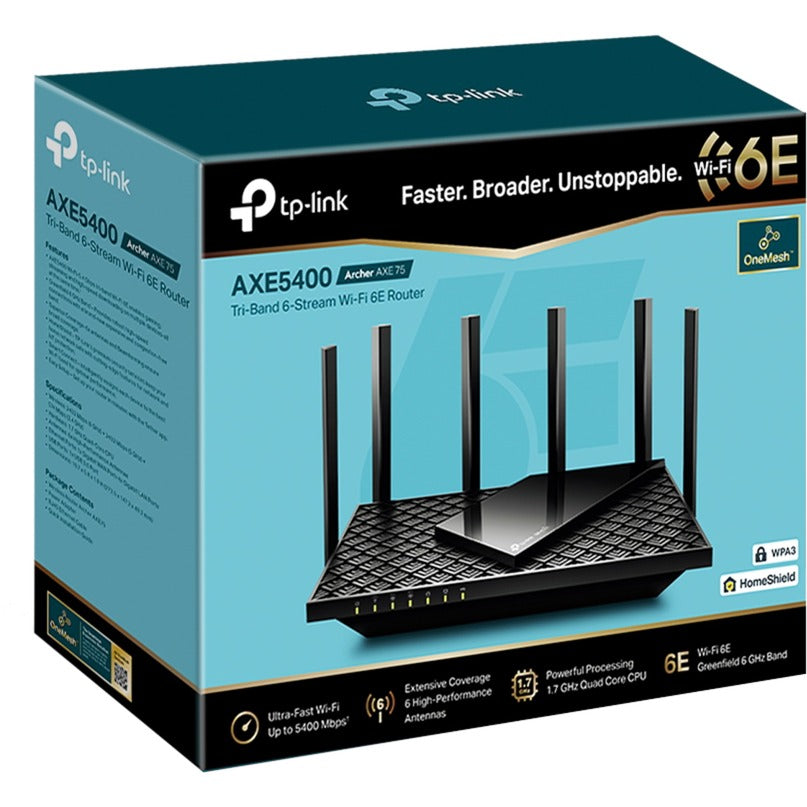 Tp-link archer axe75 axe5400 tri-band gigabit wifi 6e-router (zwart)