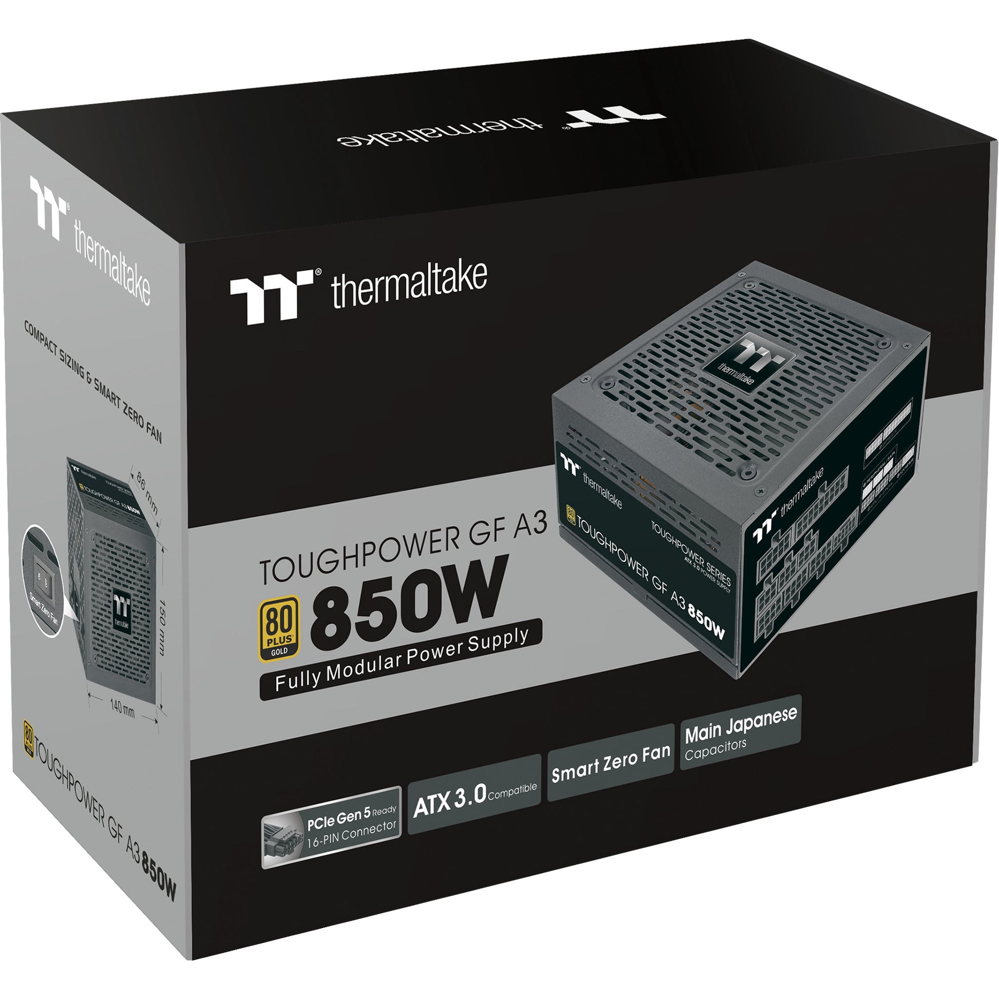 Thermaltake toughpower gf a3 gold - tt premium edition modulaire 850 watt voeding (zwart, 4x pcie)