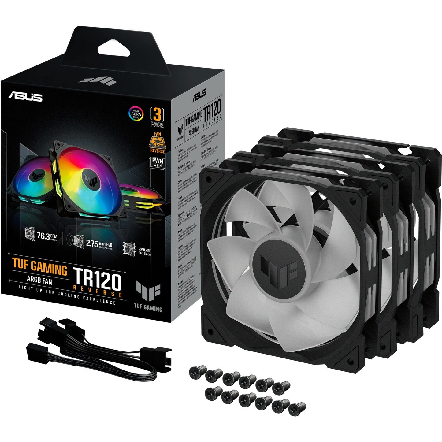 ASUS TUF Gaming TR120 Argb Inverse Pack, 3 pezzi