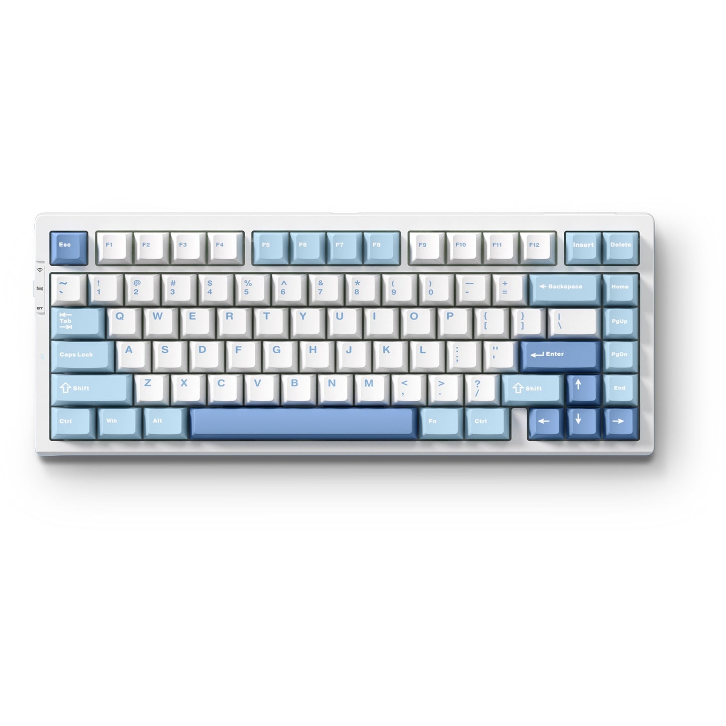 Teclado mecánico para juegos con estructura de junta trimodo Mchose G75 Pro (azul, diseño de EE. UU., KTT Cabbage Tofu V2, 75 %, RGB, intercambio en caliente, PBT de doble disparo, Bluetooth USB-C de 2,4 GHz)